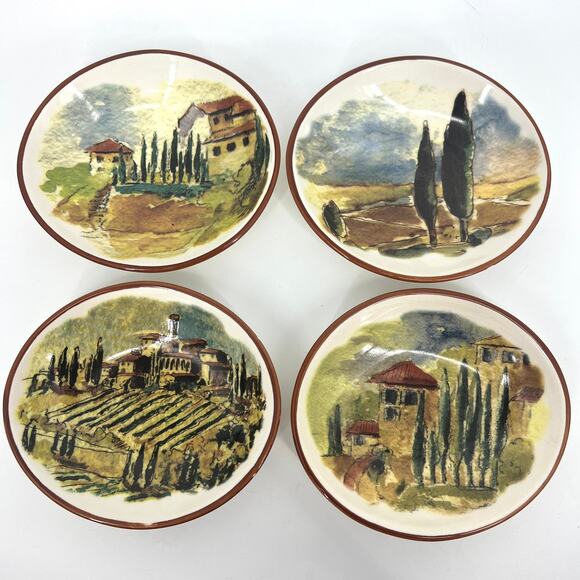 Williams Sonoma Set of 4 Tuscan Italy Hand Painted Small Bowls/Plates 5" - Picture 1 of 10